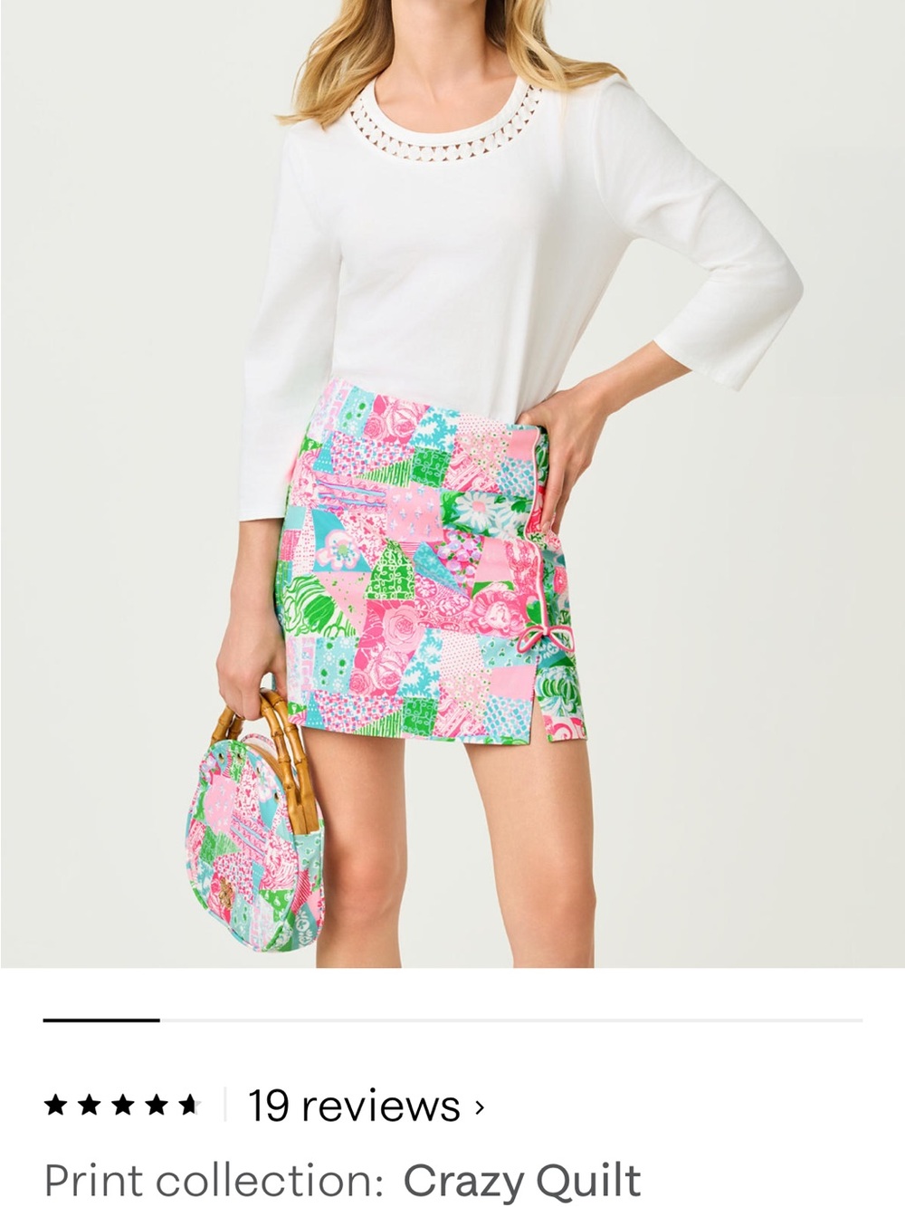 Lilly Pulitzer Pink & Green Patchwork Mini Skirt